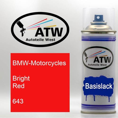 BMW-Motorcycles, Bright Red, 643: 400ml Sprühdose, von ATW Autoteile West.